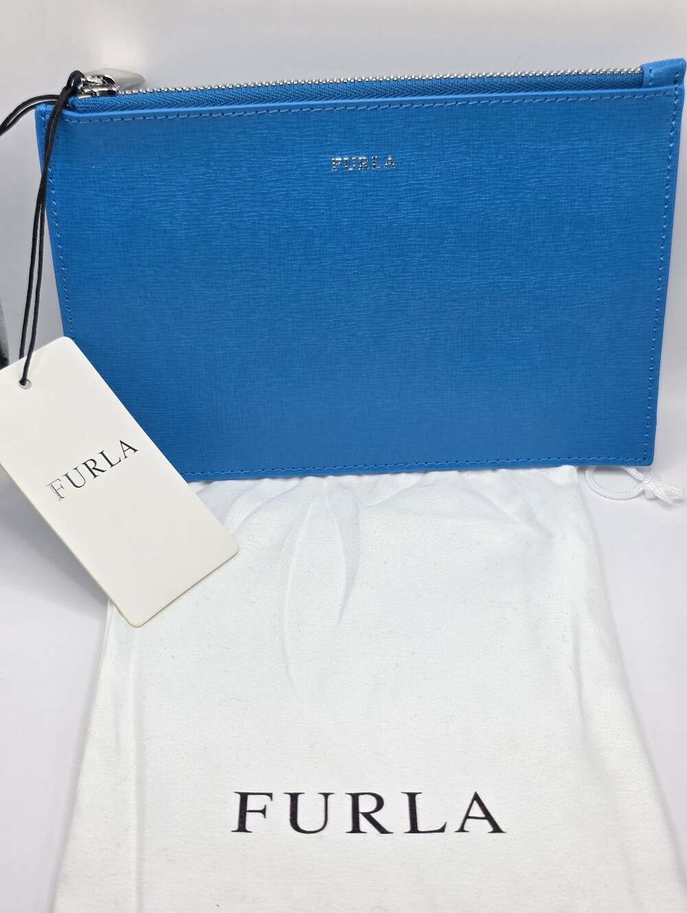 Furla Bright Blue Saffiano Zip Pouch